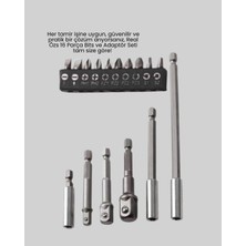 Epilons 16 Parça Bits ve Adaptör Seti Manyetik Vidalama Uçları Mobilya Montaj ve Tamir Bakım Seti