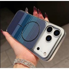 Yase 17 Promax Magsafe Uyumlu Karbon Fiber Manyetik iPhone Kılıfı Lüks Metal Çerçeveli, Darbe Korumalı
