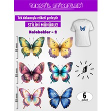 Agg Reklam Ütü ile Yapışan Kıyafet Etiketi  Kelebekler -2   6lı Set