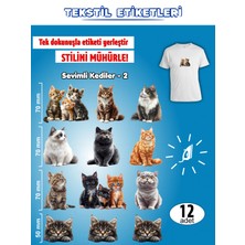 Agg Reklam Ütü ile Yapışan Kıyafet Etiketi Kediler -2   12LI Set