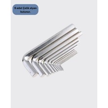 Epilons 9 Parça Alyan Anahtar Seti Altıgen Uçlu Metrik Isıl Işlem Görmüş Çelik Mobilya Tamir Seti