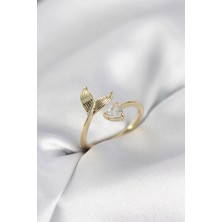 Erbilden Erb Balık Kuyruğu Model Gold Renk Zirkon Taşlı Kadın Yüzük