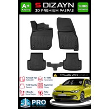 Özgürce 3D Pro Havuzlu Paspas Vw Golf 8 2021-2024 A+ Kalite, Otomatik Için