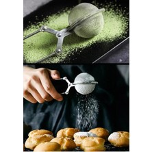 E-Woman Pratik Paslanmaz Çelik Un Kakao Pudra Şekeri Eleği -Maşalı Bitki Çayı Demleme Süzgeci - Lisinya