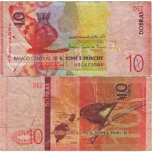 Banknoting Sao Tome ve Principe 10 Dobra 2020 Saınt Tomas. Temiz+