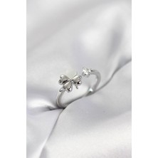 Erbilden Erb Gümüş Renk Yonca Model Sedefli Kadın Yüzük