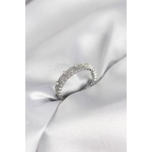 Erbilden Erb Gümüş Renk Motif Desenli Zirkon Taşlı Kadın Yüzük