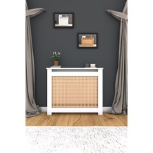 Normadia 85CM Kapaklı Kalorifer Petek Kapama Hazeran Desenli Mat Beyaz