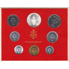 Banknoting Vatikan Darphane Seti 1-500 Liret 8 Parça 1977 Papa 6. Paul (500 Liret 11 gr Gümüş) Çil.