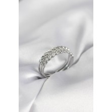 HERŞEYBURDAMODA Gümüş Renk Başak Model Zirkon Taşlı Kadın Yüzük