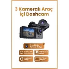 Özgürce Araç Içi 3 Kameralı Wifi Full Hd Dashcam, Gece Görüşlü, G-Sensörlü