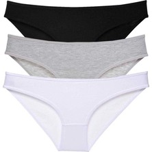 Giyim 3 Adet Süper Eko Set Likralı Kadın Slip Külot Siyah Gri Beyaz