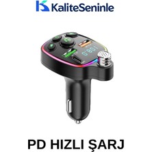 Özgürce Bluetooth Araç Kiti, Fm Transmitter, USB Type-C, Mp3, Sd Kart, Flash, Pd, Çakmaklık