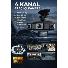 Özgürce 4 Kanallı Araç Içi Kamera, 1080P Hd, 360° Görüntü, Gece Modu, G-Sensör