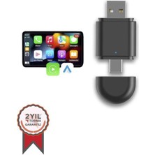 Özgürce Mini Araç Multimedya Dönüştürücü Adaptör USB Type-C 2'li Kablosuz Carplay