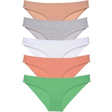 Giyim 5 Adet Süper Eko Set Likralı Kadın Slip Külot Ten Gri Beyaz Pudra Yeşil