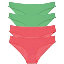 Giyim 4 Adet Eko Set Likralı Kadın Slip Külot Yeşil Fuşya