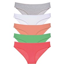 Giyim 5 Adet Süper Eko Set Likralı Kadın Slip Külot Gri Beyaz Pudra Yeşil Fuşya