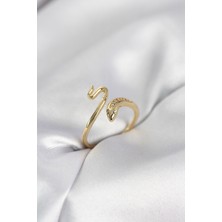 Pazarcan Gold Renk Yılan Model Zirkon Taşlı Kadın Yüzük
