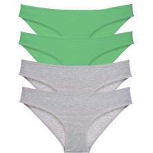 Giyim 4 Adet Süper Eko Set Likralı Kadın Slip Külot Yeşil Gri