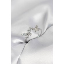 Pazarcan Model Zirkon Taşlı Gümüş Renk Kadın Yüzük