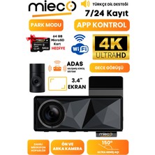 Özgürce A11 Wifi 4K UHD Araç Kamerası 150° Geniş Açı Gps Adas Hediye Hafıza