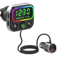 Özgürce Rgb Bluetooth Fm Transmitter, Çift Usb, Hızlı Şarj, Geniş LED Ekran