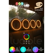 Özgürce Renkli Neon LED Hoparlör Kapağı Seti, Rf Kumandalı, 16CM, 12V-24V Uyumlu