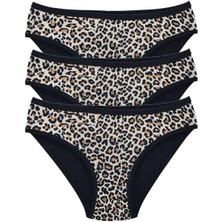 Giyim 3 Adet Leopar Desenli Likralı Yumuşak Dokulu Kadın Slip Külot