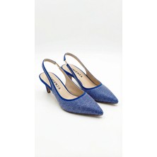 Emienza Fantazı Taş Süslemeli Tekstil Kumaş Pino Topuklu Ayakkabı