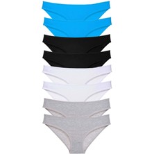 Giyim 8 Adet Süper Eko Set Likralı Kadın Slip Külot Siyah Gri Beyaz Mavi