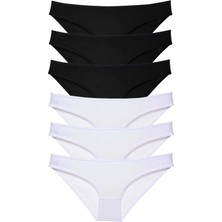 Giyim 6 Adet Eko Set Likralı Kadın Slip Külot Siyah Beyaz