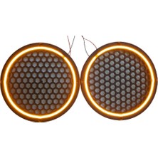 Özgürce Neon LED Işıklı Midrange Hoparlör Kapağı Çiftli Turuncu, 20CM