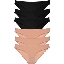 Giyim 6 Adet Süper Eko Set Likralı Kadın Slip Külot Siyah Ten