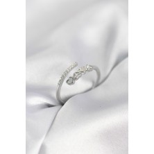 Mç Plus Erb Gümüş Renk Zirkon Taşlı Minimal Kalp Model Kadın Yüzük