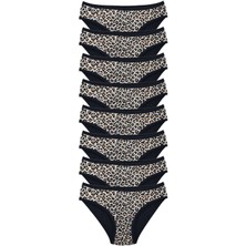 Giyim 8 Adet Leopar Desenli Likralı Yumuşak Dokulu Kadın Slip Külot