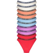 Giyim 10 Adet Beli Yazılı Pamuklu Kalın Lastik Kadın Slip Külot
