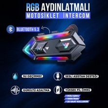Özgürce Rgb Işıklı Bluetooth Interkom Kulaklık, Çift Telefon Bağlantılı, Motorsiklet Için