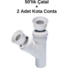 Fırat 50'lik Y Çatal Pvc Pimaş Boru (Kalınlığı 3.2) Atık Su Dublex Pvc Boru 50 mm + 2 Adet Adaptör Conta