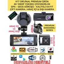 Özgürce K17 4K 1080P Çift Kamera Gps Wifi Gece Görüş Iç Dış Araç Kamerası