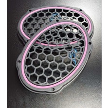 Özgürce Neon Pembe 6x9 Oval Plastik Hoparlör Kapağı, 2'li Siyah Paket