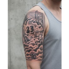 İntora Bulutlar Melek Kanatları Geçici Dövme Şablonu Büyük Boy