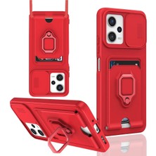 Fta Ticaret Newface Xiaomi Redmi Note 12 Pro 5g Kılıf Zuma Kartvizitli Yüzüklü Silikon - Kırmızı RSMRK34