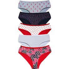 Giyim Pamuklu Geniş Kenarlı Likralı Desenli Bato Kadın Külot 5'li Paket Set 1