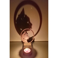 Esranın Dünyası Tek Duran Kedi Figür Kahverengi Ahşap Gölge Mumluk Projeksiyon Biblo – Mum Hediyeli Kete2 Rsprp