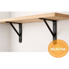 Beasym Raf Altı Dekoratif Raf Tutucu Ayak Ferforje Siyah 15X23 cm 2 Adet