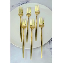 Esranın Dünyası 6 Adet Lüx Şık Paslanmaz Çelik Gold Titanyum Kaplama Yemek Çatalı RSPRP34-ESRDNS