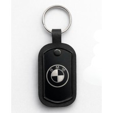 Bmw Logolu Siyah Deri Anahtarlık – Lazer Kazıma Metal Logo – Premium ve Dayanıklı Oto Anahtarlık
