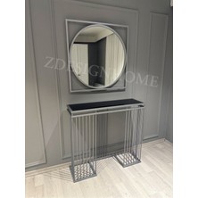 Normadia Şık 85 cm Ayna ve 100X30X90 cm Gümüş Metal Dresuar Takımı