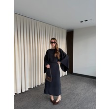 Laluvia Siyah Yarasa Kol Modal Elbise - 5000